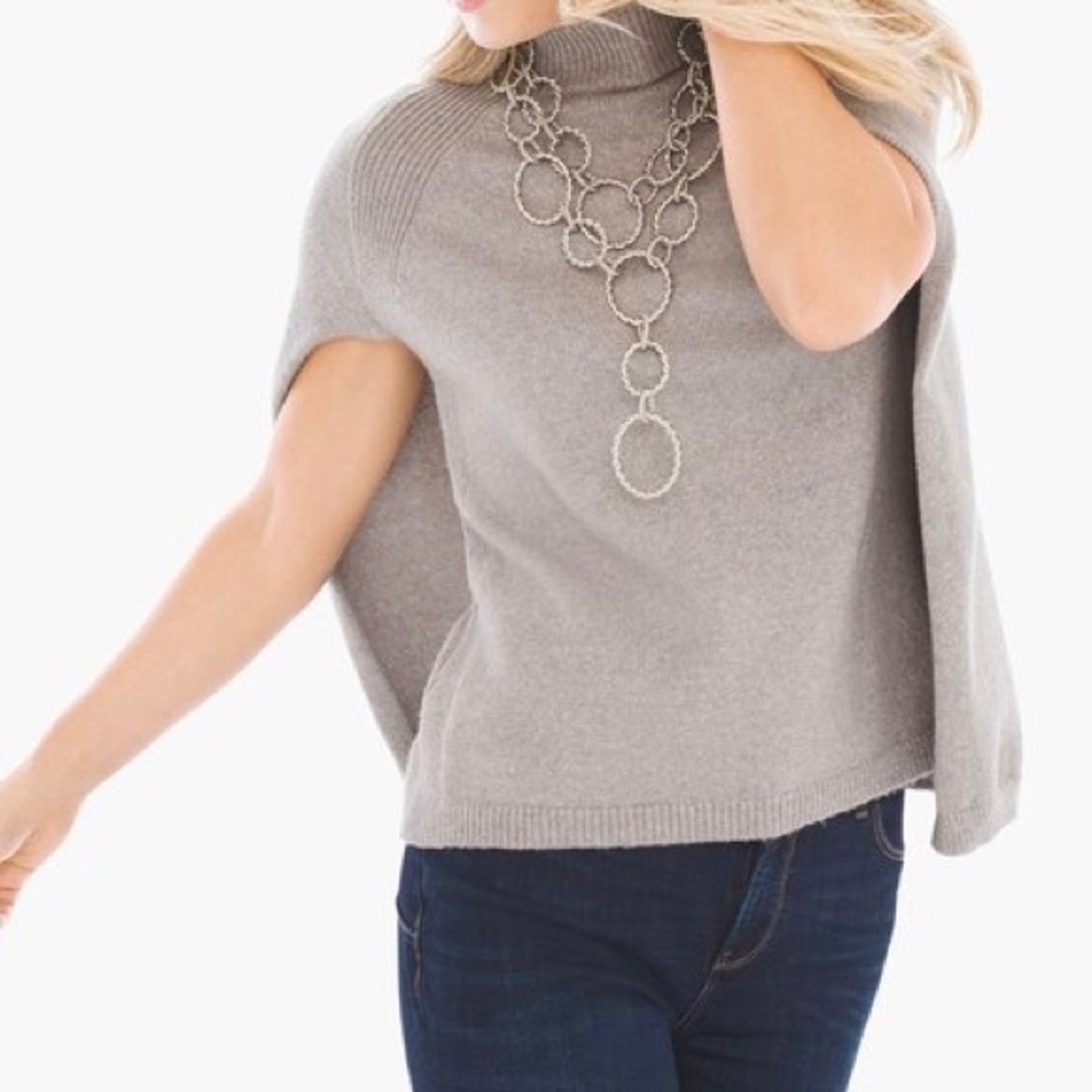 Chicos Trina Gray Metallic Cape Pullover Sweater